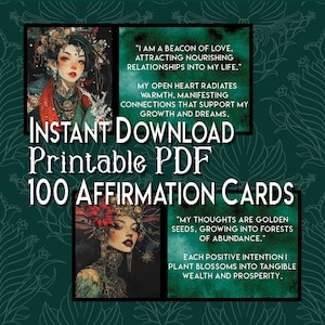 Cartões de afirmação imprimíveis para sua manifestação mágica positiva inspiradora gratidão cura instantânea download digital A4 ou carta dos EUA