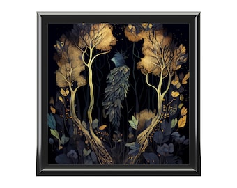 Jewelry Box Dark Forest Creature Gift for Her Magical Bird Creature Dark Academia Art Deco Jewelry Box Fantasy Forest Cryptid Treasure Box