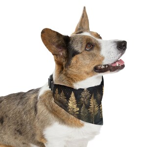 Winter Forest Dog Bandana Collar Whimsical Vintage Art Fall Trees Pet Bandana Collar Gift Dark Forest Winter Holiday Dog Lovers Gift 4 Sizes image 3