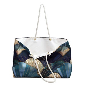 Art Deco Seashells Weekender Tote Bag Gift for Her Blue Sea Shells Large Summer Tote Beach Ocean Lovers Gift Overnight Travel Tote Beach Bag Bild 3