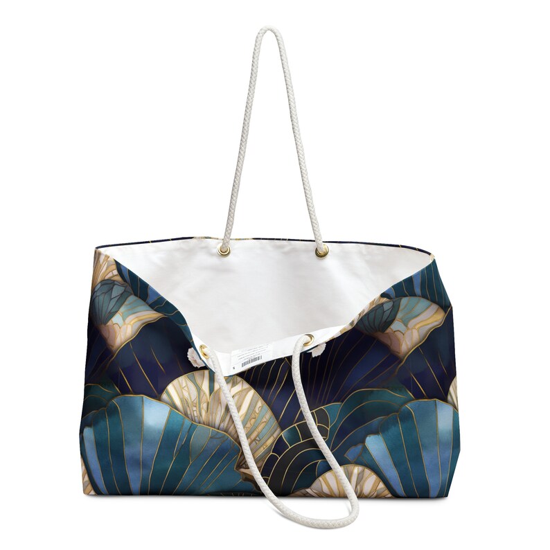 Art Deco Seashells Weekender Tote Bag Gift for Her Blue Sea Shells Large Summer Tote Beach Ocean Lovers Gift Overnight Travel Tote Beach Bag Bild 3
