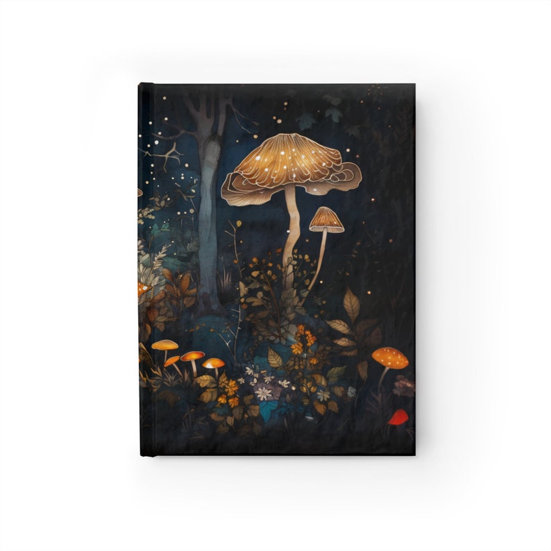 Journal à couverture rigide champignons de la forêt enchantée guirlandes lumineuses magiques Journal de rêves automne Woodlands Esthétique cadeau Journal Champignons fantastiques 5 x 7 po image 2