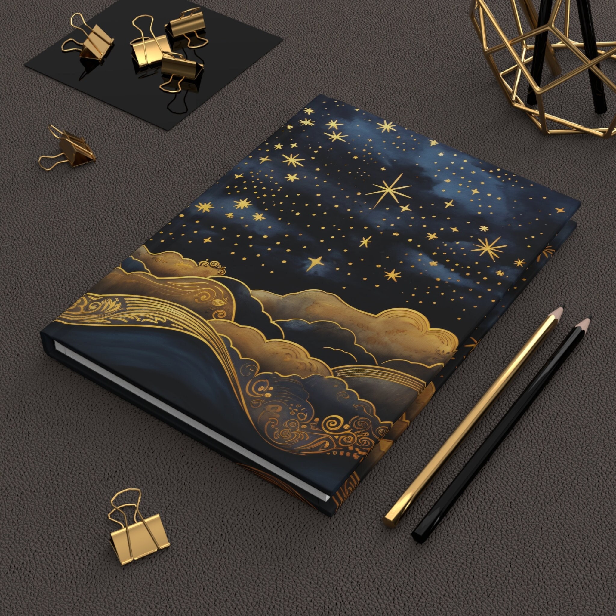 Whimsical Art Deco Night Sky Journal Gift for Her Hard Cover Dream ...