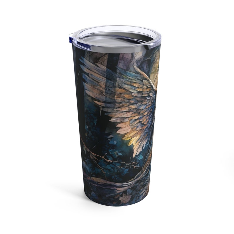 Enchanted Forest Angel Tumbler Gift Angel In The Woods 20oz Tumbler Guardian Angel Wings Gift for Her Angelic Travel Insulated Tumbler Gift image 3