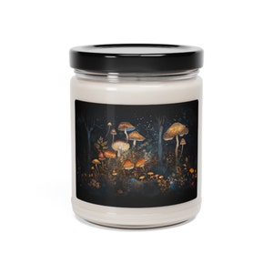 Enchanted Forest Mushrooms Candle Gift for Her 9oz Scented Soy Candle Magical Fairycore Fall Woodlands Aesthetics Fantasy Mushroom Candle image 6