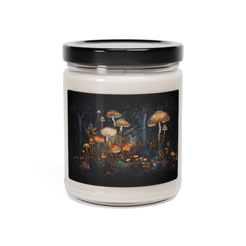 Enchanted Forest Mushrooms Candle Gift for Her 9oz Scented Soy Candle Magical Fairycore Fall Woodlands Aesthetics Fantasy Mushroom Candle image 6