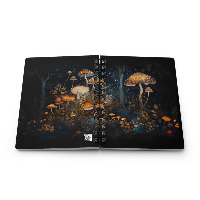 Enchanted Forest Mushroom Soft Cover Journal Magical Spiral Notebook Dream Diary Fall Woodlands Aesthetics Gift Journal Fantasy Mushroom 5x7 image 8
