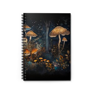 Enchanted Forest Mushroom Soft Cover Journal Magical Spiral Notebook Dream Diary Fall Woodlands Aesthetics Gift Journal Fantasy Mushroom 6x8 zdjęcie 2