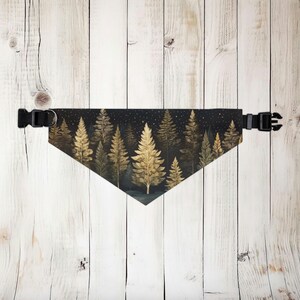 Winter Forest Dog Bandana Collar Whimsical Vintage Art Fall Trees Pet Bandana Collar Gift Dark Forest Winter Holiday Dog Lovers Gift 4 Sizes image 2