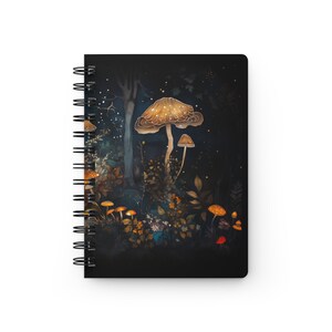Enchanted Forest Mushroom Soft Cover Journal Magical Spiral Notebook Dream Diary Fall Woodlands Aesthetics Gift Journal Fantasy Mushroom 5x7 image 2