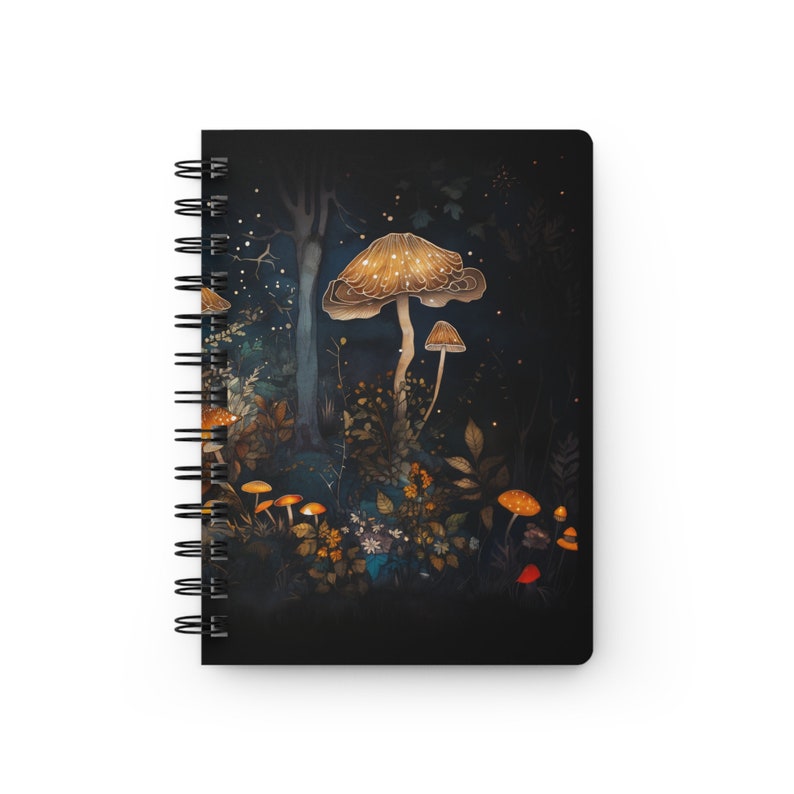 Enchanted Forest Mushroom Soft Cover Journal Magical Spiral Notebook Dream Diary Fall Woodlands Aesthetics Gift Journal Fantasy Mushroom 5x7 image 2