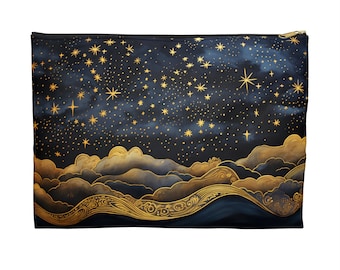 Skurril Art Deco Nachthimmel Zubehör Beutel Geschenk für Sie Kosmetik Reisetasche Celestial Sternennacht Handwerk Bleistiftbeutel Urlaubsgeschenk für Mama