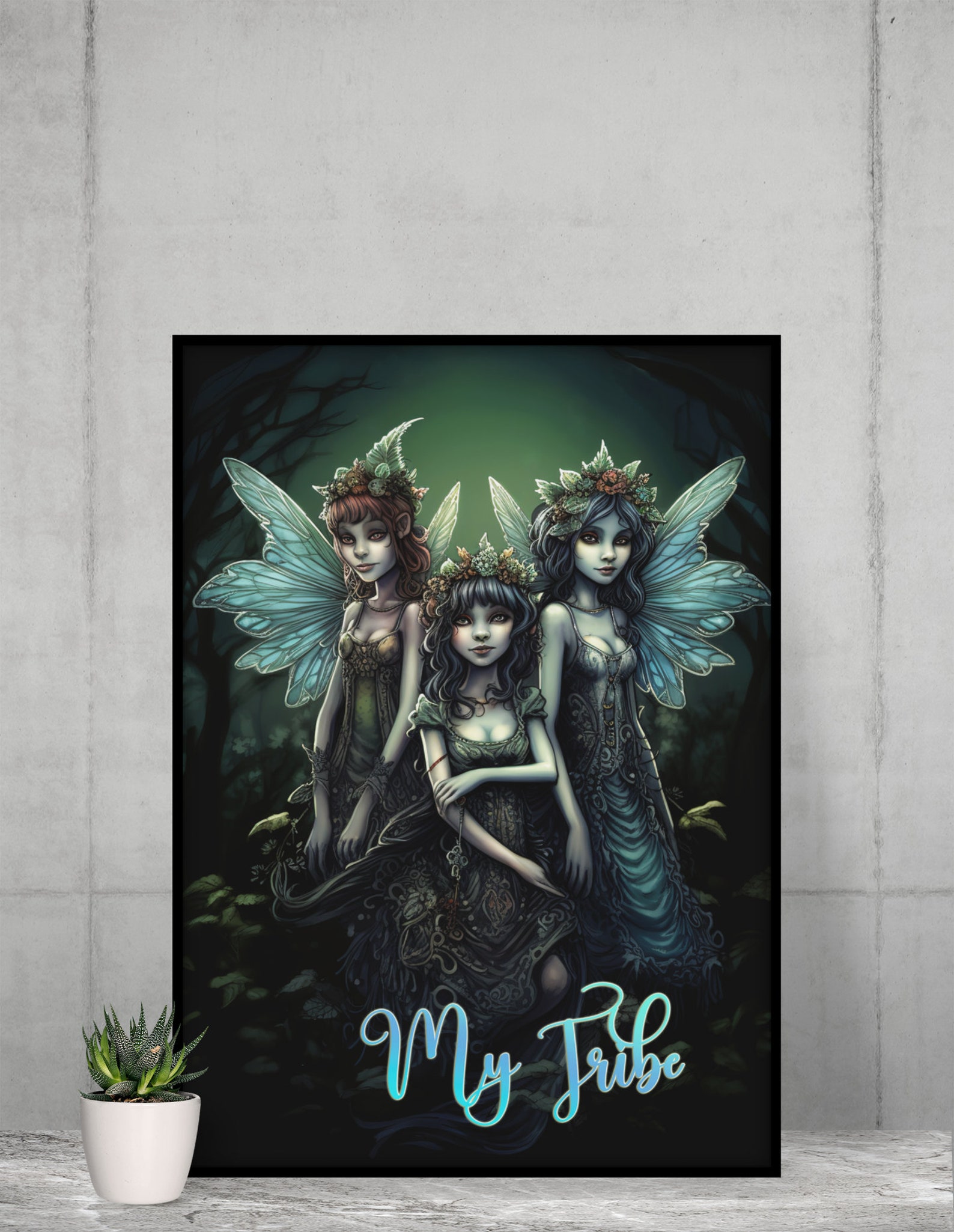 Fantasy Fairies Poster Print Magical Dark Fae Tribe Forest Fairy Satin ...