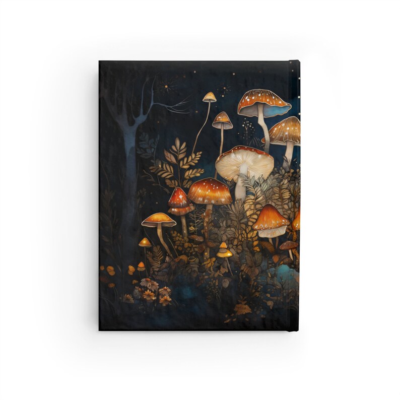 Journal à couverture rigide champignons de la forêt enchantée guirlandes lumineuses magiques Journal de rêves automne Woodlands Esthétique cadeau Journal Champignons fantastiques 5 x 7 po image 3