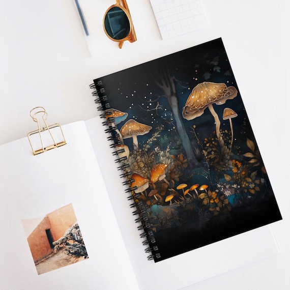 Enchanted Forest Mushroom Soft Cover Journal Magical Spiral Notebook Dream Diary Fall Woodlands Aesthetics Gift Journal Fantasy Mushroom 6x8