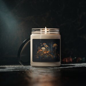 Enchanted Forest Mushrooms Candle Gift for Her 9oz Scented Soy Candle Magical Fairycore Fall Woodlands Aesthetics Fantasy Mushroom Candle image 5