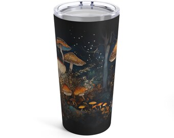 Cadeau de gobelet champignons de la forêt enchantée pour elle Gobelet de voyage 20 oz Noyau de fées magique automne Woodlands Aesthetics Fantasy champignon gobelet Mug