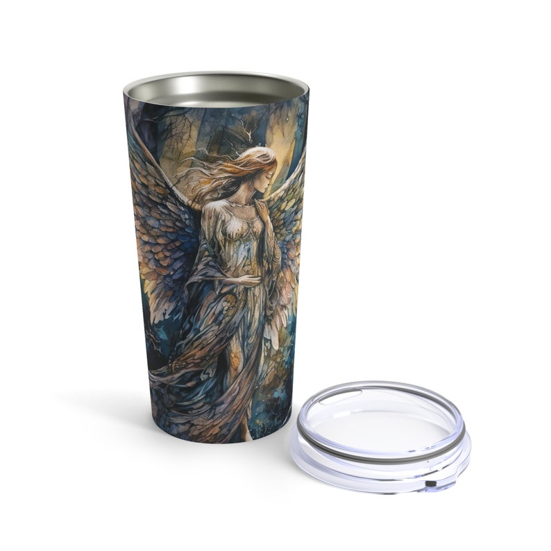 Enchanted Forest Angel Tumbler Gift Angel In The Woods 20oz Tumbler Guardian Angel Wings Gift for Her Angelic Travel Insulated Tumbler Gift image 5