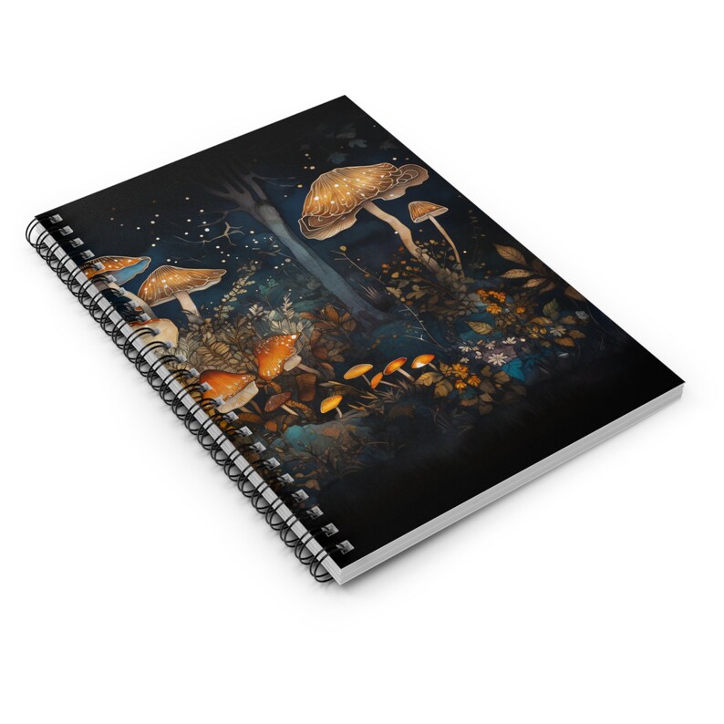 Enchanted Forest Mushroom Soft Cover Journal Magical Spiral Notebook Dream Diary Fall Woodlands Aesthetics Gift Journal Fantasy Mushroom 6x8 zdjęcie 4