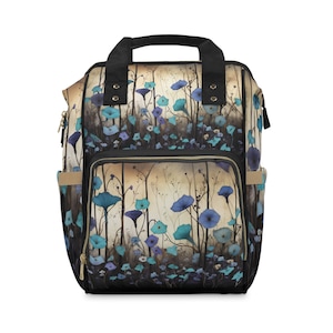Morning Glory Floral Backpack Gift for Her September Birth Month Flower Whimsical Botanical Travel Student Backpack Gift Diaper Backpack Mom