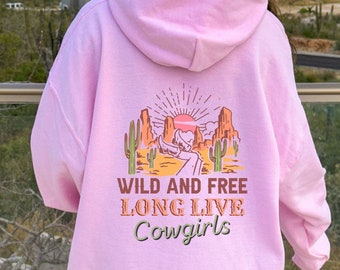 Long live cowgirls oversized country girl hoodie, western cowgirl sweatshirt, cute cowgirls wild west hoodie for women, hoodie gift, cactus