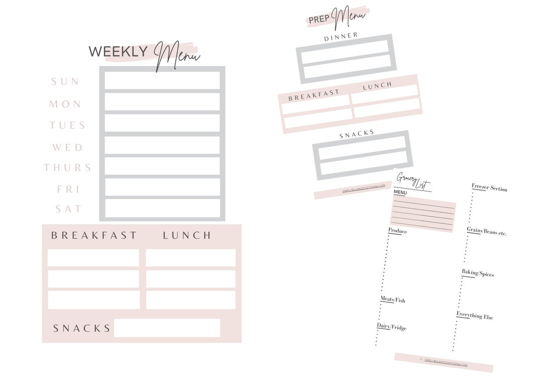 Weekly Menu Shopping List Template Etsy Weekly Menu Shopping List Template Etsy