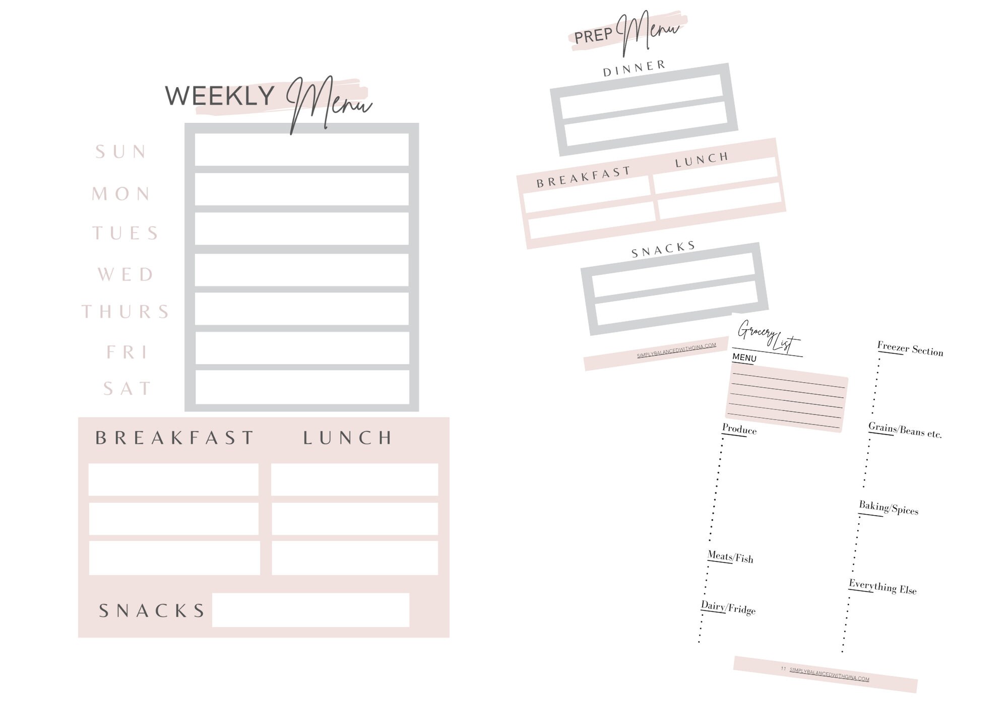 Weekly Menu Shopping List Template Etsy
