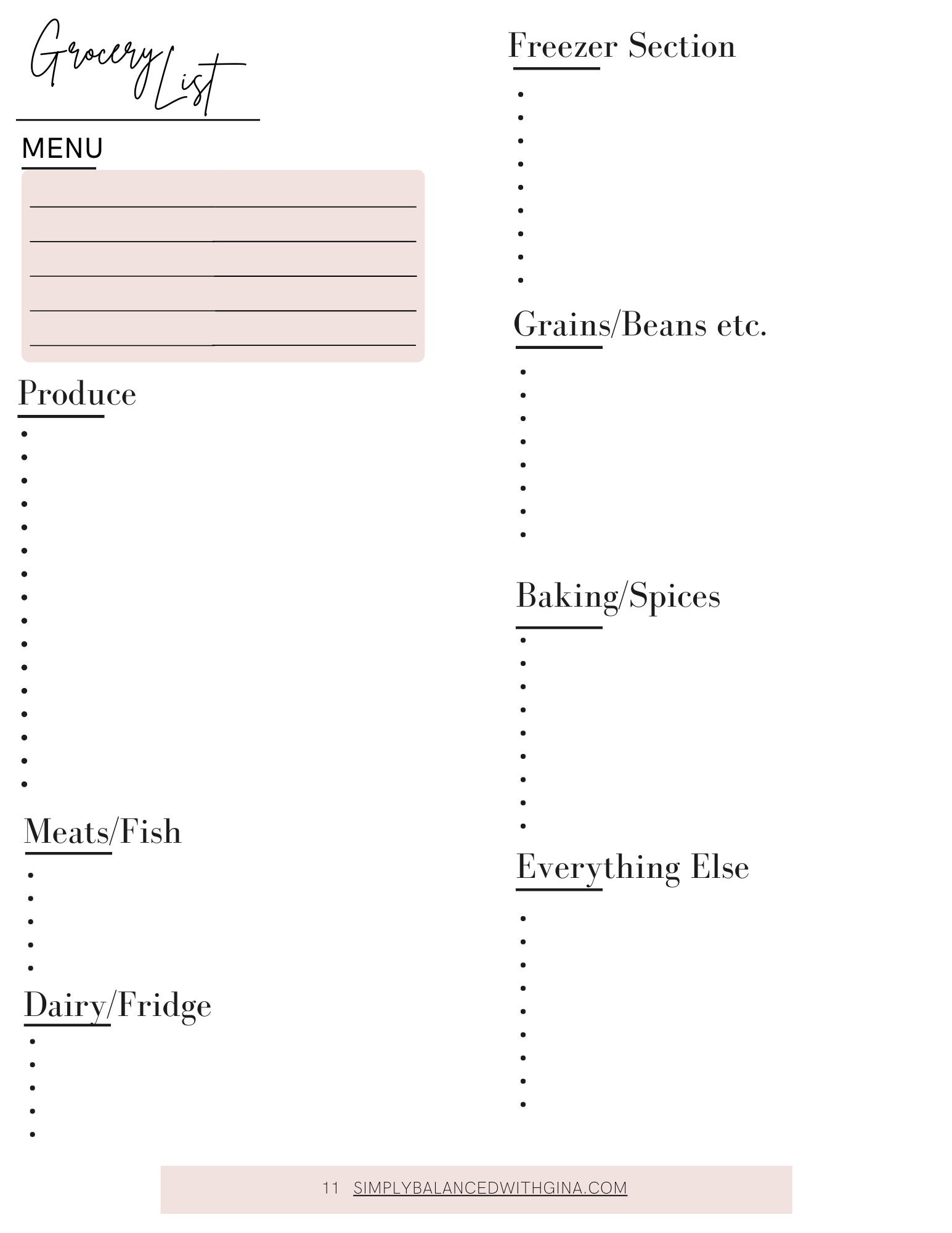 Weekly Menu Shopping List Template Etsy Weekly Menu Shopping List Template Etsy
