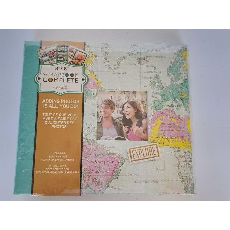 Scrapbook 8x8 CR Gibson World Map Photo Gift Book Etsy Hong Kong