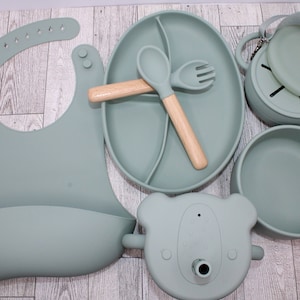 8pcs Baby Feeding Set - Toddler Weaning Supplies, Silicone Tableware, Straw  Cup, Suction Plate, Bib, Bowl, Utensils, Microwave & Dishwasher Safe,  Divider Design