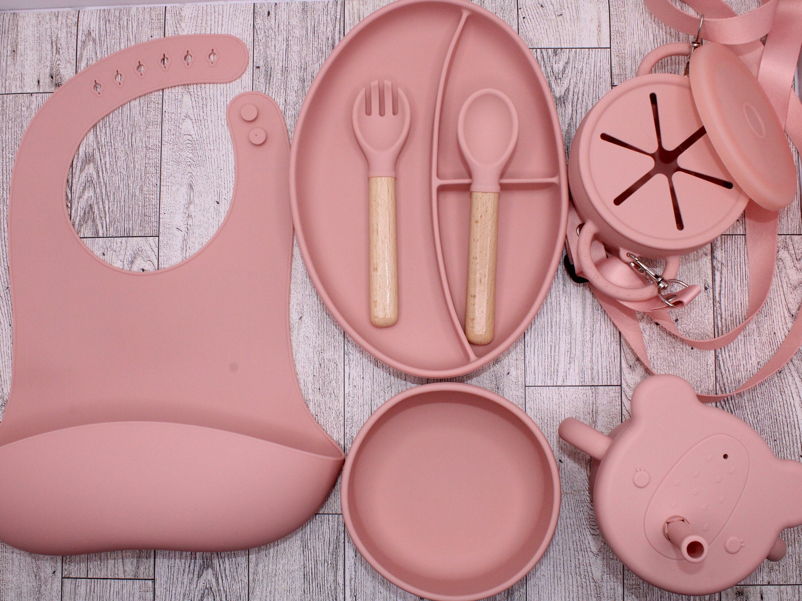 Silicone 4PC Feeding Set- Baby Pink – The Silver Strawberry