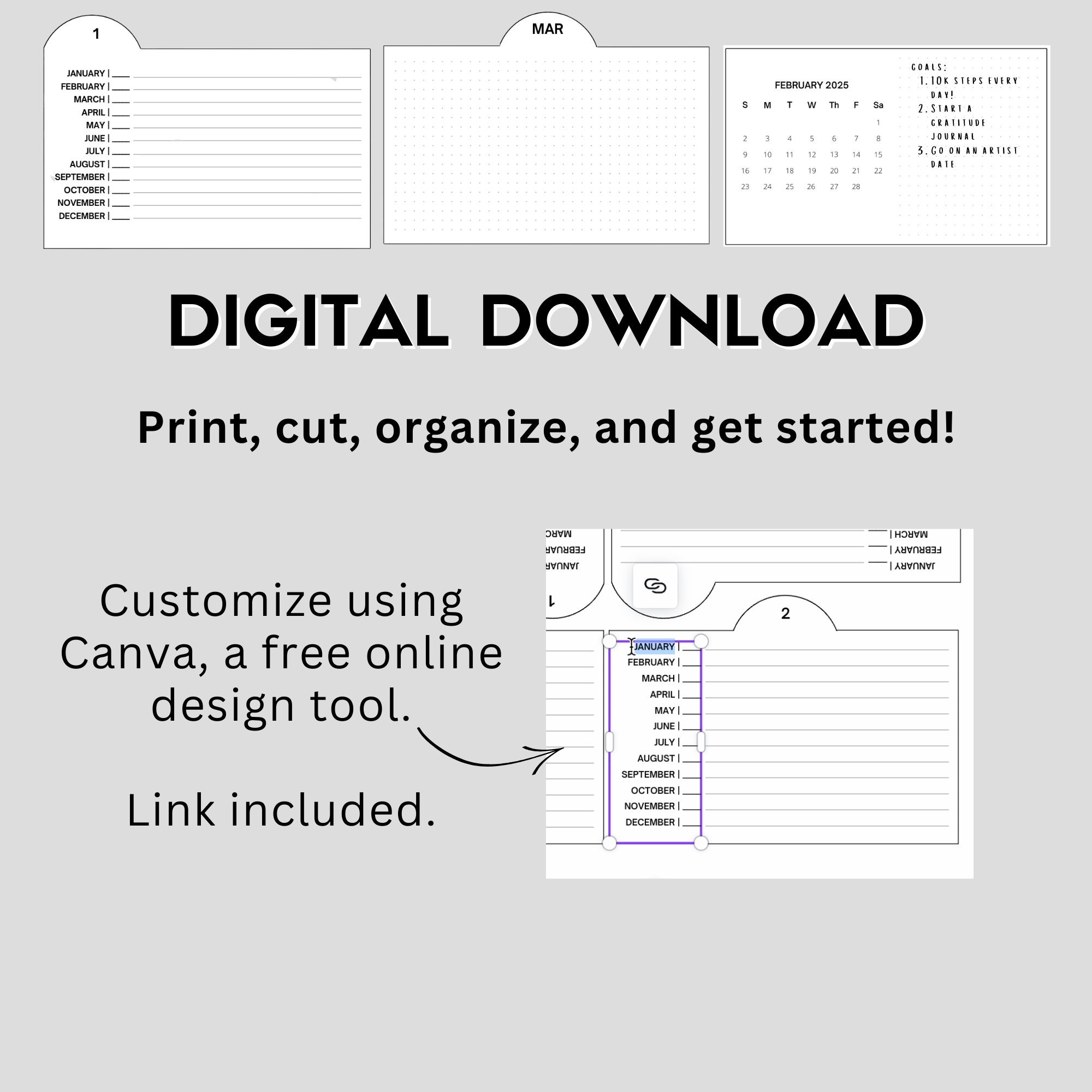 3x5 Just Date Dividers, Index Card Dividers Printable for Planning Etsy