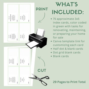 3x5 Home Renovation Task Cards, Home Maintenance Planning, Index Card Planner System image 2