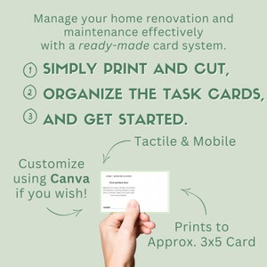 3x5 Home Renovation Task Cards, Home Maintenance Planning, Index Card Planner System image 3