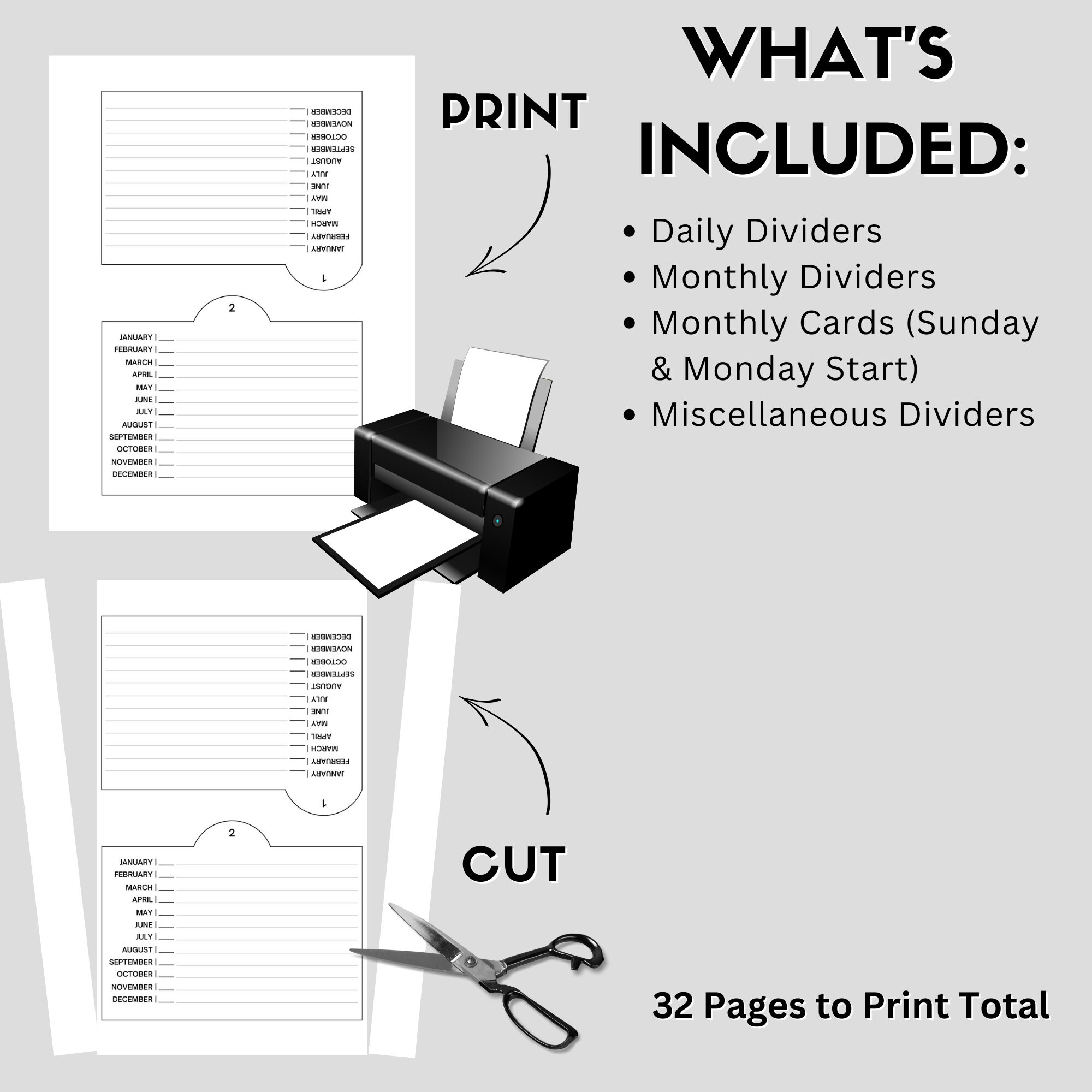 4x6 Just Date Dividers, Index Card Dividers Printable for Planning Etsy