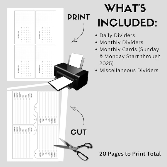 3x5 Just Date Dividers, Index Card Dividers Printable for Planning
