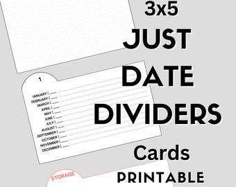 3x5 Just Date Dividers, Index Card Dividers Printable for Planning