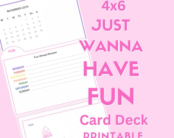 4x6 Just Wanna Have FUN Card Deck - Artist's Way Artist Date Ideas and Planner Index Cards