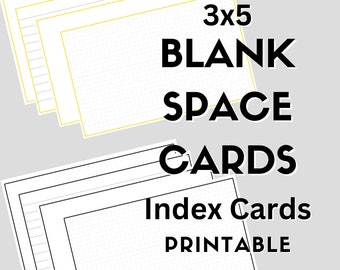 3x5 Blank Space Cards - Index Cards 3x5 in Blank, Dot Grid, Lined, and Graphed - Includes Canva Template Link