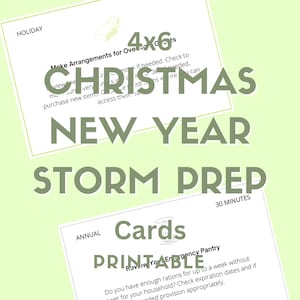 Indexkaarten kerstplanner: nieuwjaar, voorbereiding op storm (afdrukbare canvassjabloon)
