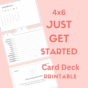 4x6 Just Get Started Card Deck, Index Card Planner, Home Management System, Cleaning Schedule