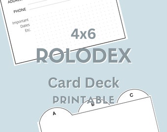 4x6 Rolodex Printable - Index Card Print & Cut Contact Management System for Networking, Birthdays, and Keeping in Touch via Snail Mail