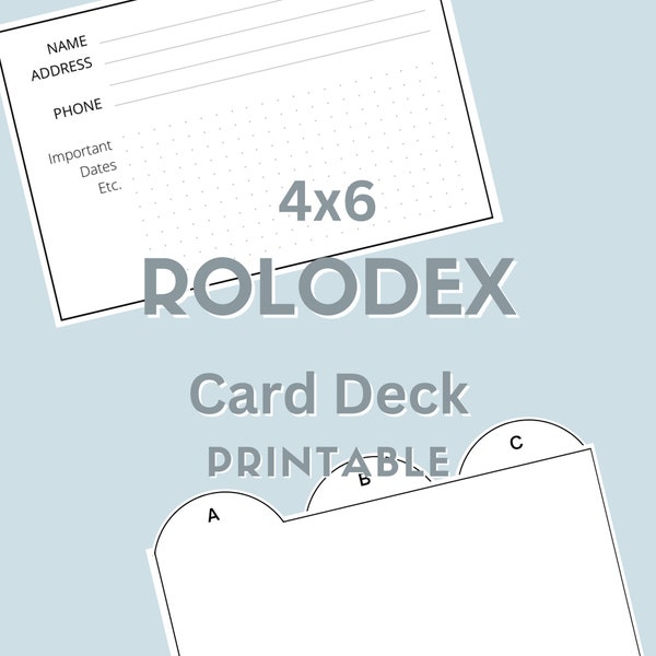 4x6 Rolodex Printable - Index Card Print & Cut Contact Management System for Networking, Birthdays, and Keeping in Touch via Snail Mail