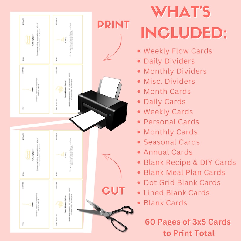 3x5 Just Get Started Card Deck, Index Card Planner, Home Management System, Cleaning Schedule image 3