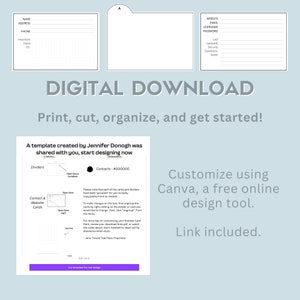 4x6 Rolodex Printable - Index Card Print &amp; Cut Contact Management ...