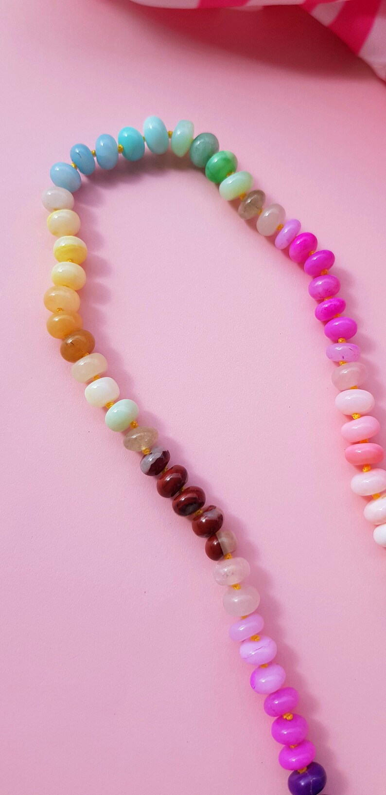 Candy gemstone necklace, handmade rainbow necklace, hand knotted opal necklace, rondelle beaded necklace, ombre necklace, Gift for her image 3