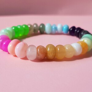 Candy bracelet, rainbow brancelet, gemstone beaded bracelet, colorful bracelet, adjustable bracelet, multicolor bracelet,pride bracelet gift