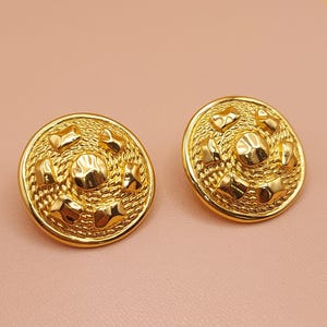 Vintage 1980s Christian Dior signed earrings, collectable jewelry from Designer, clip on gold plated earrings