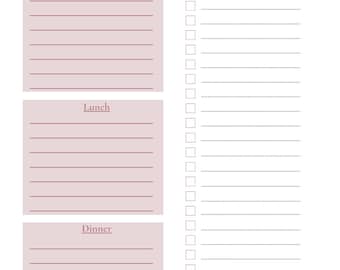 Simple Weekly Meal Planner Printable for Moms| Meals Of the Week Planning | Instant Download