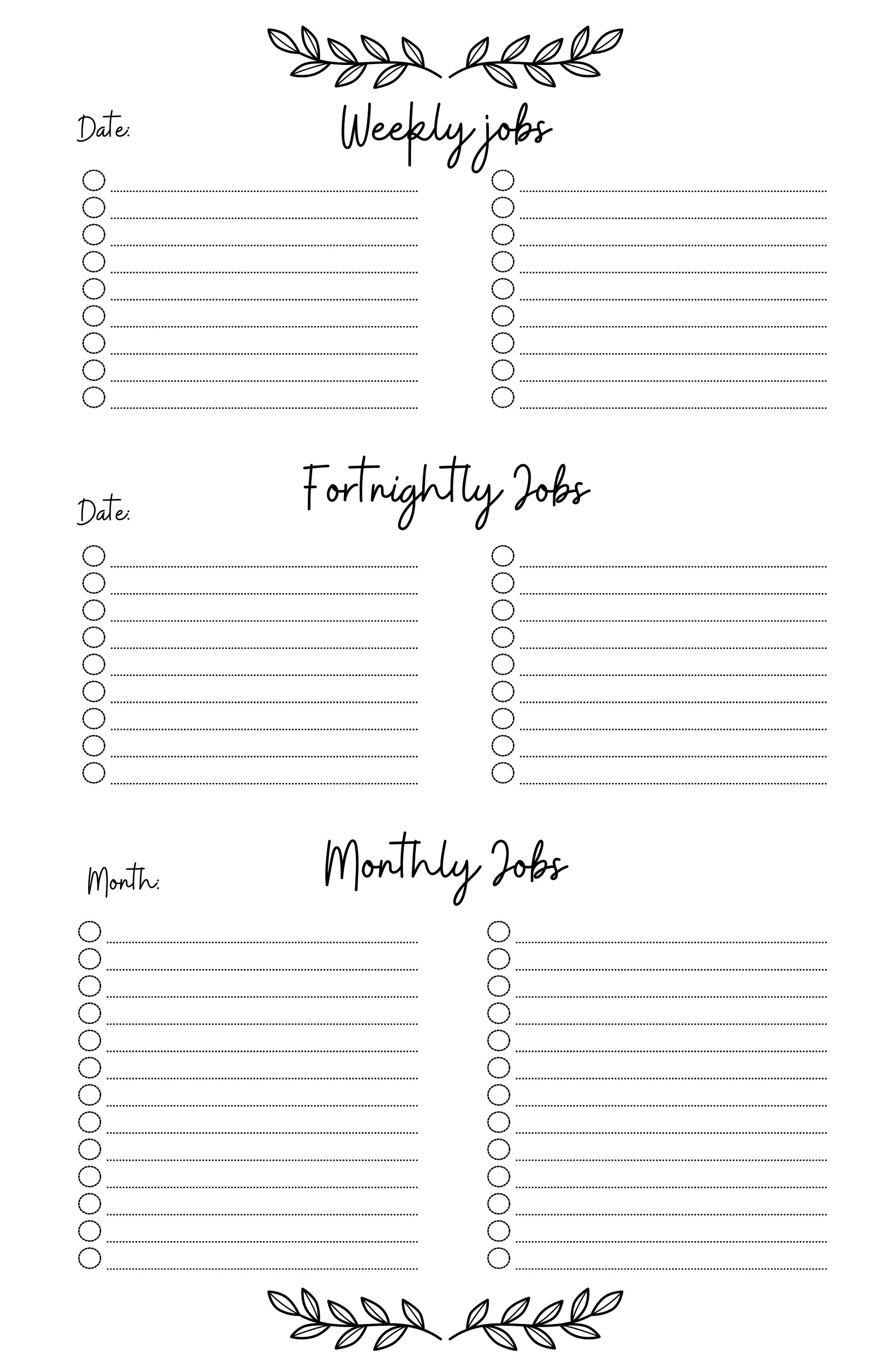 Job Chart Template - JPG PNG (download Only) - Etsy